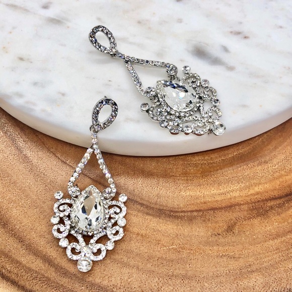 Silver formal Crystal Earrings - Picture 2 of 7